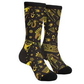 Sigouyinei Black History Egyptian African Print Ethnic Egypt Symbols Casual Funny Funky Novelty Socks For Men Women