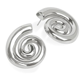 Jeanbeau Chunky Silver Swirl Spiral Shell Stud Earrings for Women, Trendy Statement Seashell Lightweight Summer Beach Earing Prom Fashion Jewelry Gift