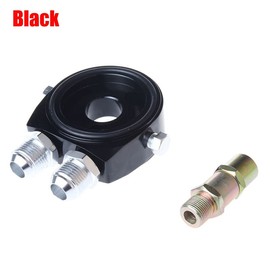 Oil Filter Sandwich Plate, AN8 Oil Filter Tools, Universal Oil Filter Sandwich Plate, Plate Adapter Set, Aluminum Oil Filter Cooling Plate Adapter (Black)