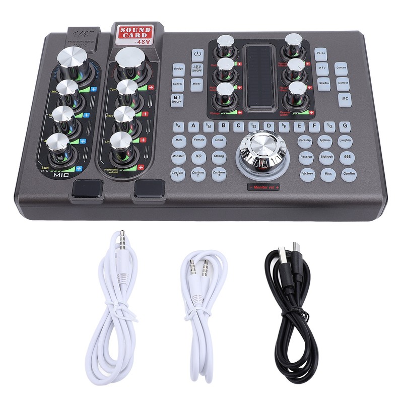 Digital Sound Card Professional Treble Bass Adjustable One Click Noise
