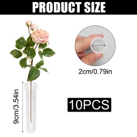 Pack of 10 Test Tube Vases, 9 x 2 cm Plastic Flower Tubes, Water Tubes for Flowers, Test Tube, Plastic, Orchid Tubes with Caps, Plastic, Reusable for Flower Shops, Restaurants