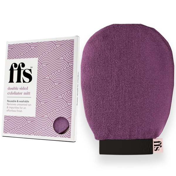 FFS Beauty Double-Sided Exfoliating Mitt - Exfoliating Mitt for Dead Skin, Exfoliating Glove to Unclog Pores & Revive Dull Skin, Tanning Mitt for Sensitive Skin, Body Scrub Glove to Leave Skin Smooth