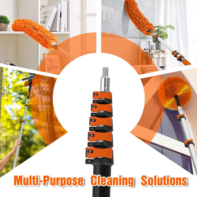 30FT Reach Duster Kit, Window Cleaning with 5-24FT Telescoping Extension