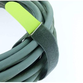 10 x 50 cm x 50 mm FUK Resealable Velcro Cable Ties Neon Yellow with Metal Eyelet - Cable Velcro Tape 500 mm Reusable
