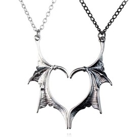 Pair Necklace, 2 Pieces Devil Angel Necklace for Men and Women, Devil Wing Necklace, Love Couple Necklace, Bat Wings Couple Chains, Friendship Chain