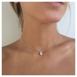 Inilbran Boho Evil Eye Choker Gold Evil Eye Necklace Vintage Demon Eye Chain Tiny Blue Eye Chain Jewellery for Women and Girls Amulet Gifts, Metal