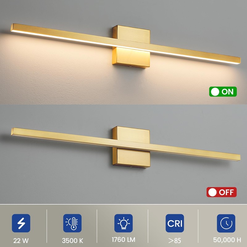 Epinl Gold Vanity Lights for Bathroom - 31.5 inch Brushed
