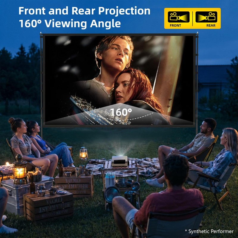 120 inch Outdoor Projector Screen with Stand, Portable Projector Screen