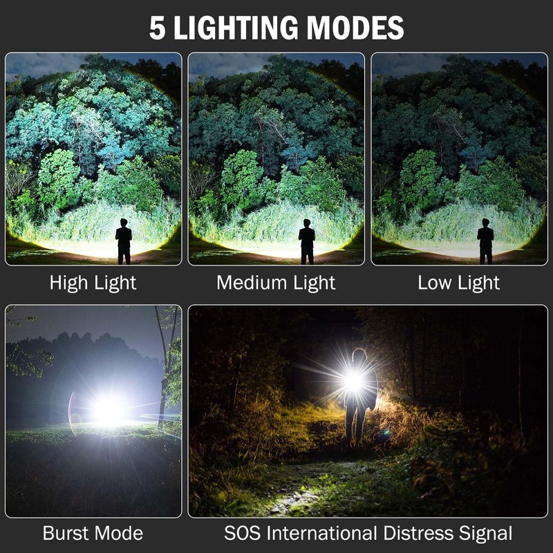Lylting Rechargeable Flashlights High Lumens, 4 Pack 99,000 Lumens Led