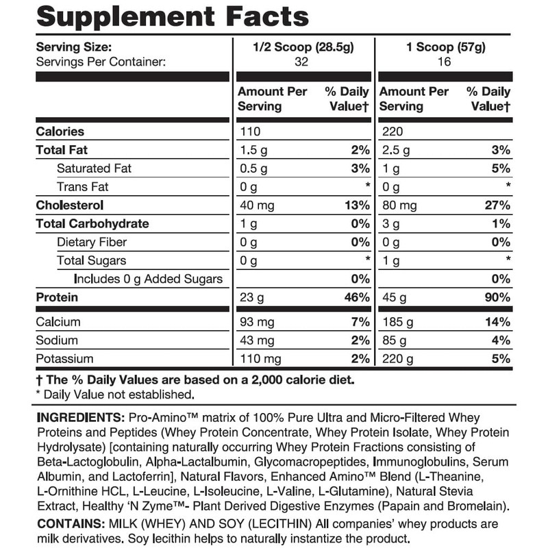 Healthy ‘N Fit 100% WHEY PRO-AMINO v2.0-Vanilla (2lb): 100% Whey