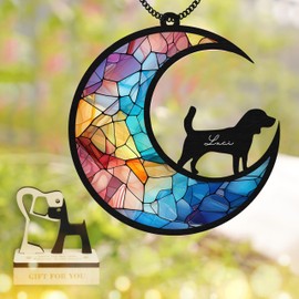 6'' Beagles Dog Memorial Suncatcher Custom Name Dog Breeds Pet Ornament Window Car Hanging, Sympathy Gift for Loss of Pet Passed Away Remembrance Gifts for Dog Lovers Home Decor SCD-B5-6-46