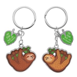 GRUSS & CO Key Ring for Two "Sloth" | Pendant Set, Two Pendants with Key Ring | Gift for Two, for Couples | 47012