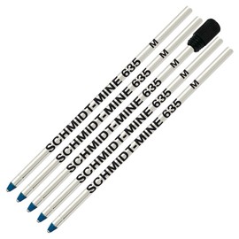 Schmidt 635 D1 Mine Ballpoint Refill - Blue Ink - Medium Tip 0.7mm - Pack of 5 (Includes 1 Plastic End Cap)