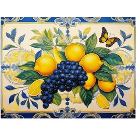 Fruit Bouquet Pattern A948 Accent Tile Mural Kitchen Bathroom Wall Backsplash Behind Stove Range Sink Splashback One Tile 10"x8" Ceramic, Matte