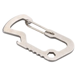 Jopto Multipurpose Tool Carabiners D-type Buckle Clip Ring Cap Lifter Bottle Opener 1/4" Hex Hole EDC Multi-function Locking Keychain Stainless Steel Carabiner Spring Hook for Outdoor Tool Hiking