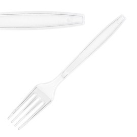 50 Clear Plastic Forks Strong Heavy Duty (Washable & Reusable)