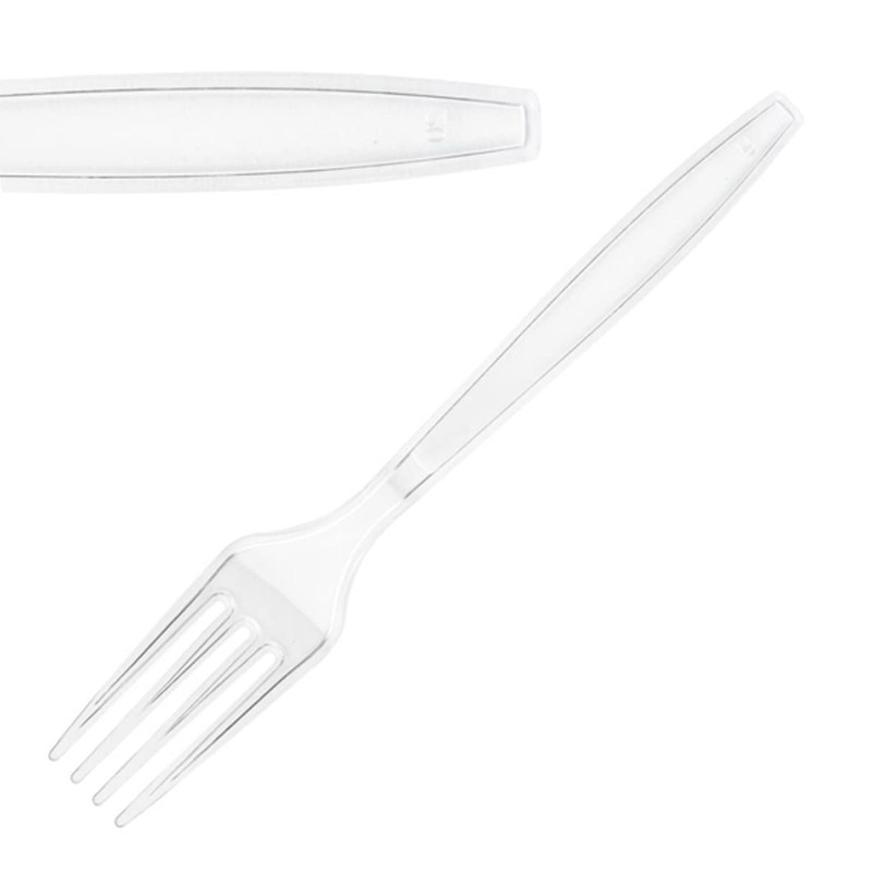 50 Clear Plastic Forks Strong Heavy Duty (Washable & Reusable)