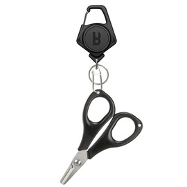 Booms Fishing Scissors for Braided Line: Braided Line Cutter with Zinger Retractor for Saltwater and Freshwater - Micro Serrated Shears Multi-Function Fishing Snips, S01 3.9" Black