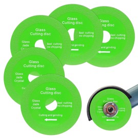 4 Inch Glass Cutting Disc for 4-1/2" Angle Grinder, 5 Pack Glass Ceramic Diamond Cutting Blade Disc 7/8" Hole (Model 115/125) for Glass Tile Marble Ceramic Jade,Crystal, Wine Bottles, Tile