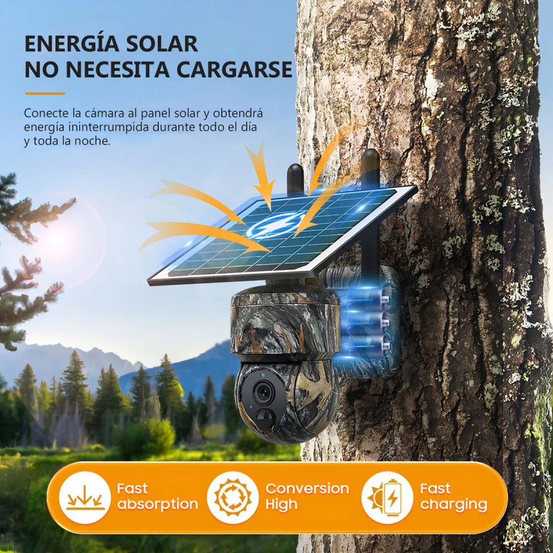 Encubierto Camara Solar 4g Chip Sim 4mp Alarma Ptz Ubox