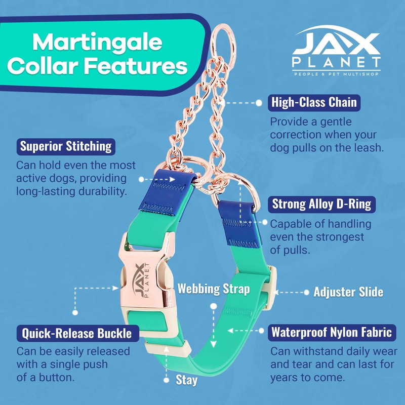 Jelly Waterproof Martingale Dog Collar, No Pull Nylon Collar with
