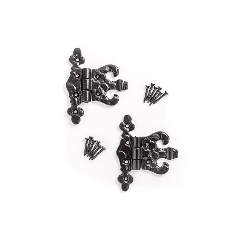 Pair of Heavy Black Cast Iron Unequal Hinges | Add