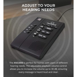 ClearSounds ANS3000 Amplified Answering Machine for Analog Telephones Landline with Up to 30dB Amplification