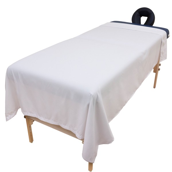 Tranquility Microfiber Massage Table Flat Sheets by Body Linen-Lightweight,Long-Lasting Microfiber Flat Sheets for Massage Table and Spa. Wrinkle Free,Stain-Resistant,White,MAS:FL:MF-W
