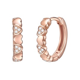 Rafaela Donata Women's Creole Earrings Sterling Silver Rose Gold-Plated Zirconia White, Silver, Cubic Zirconia