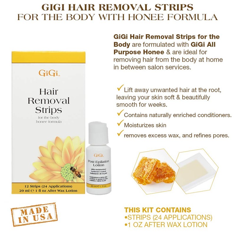 GiGi Hair Removal Wax Strips for Body - Pre-Waxed with