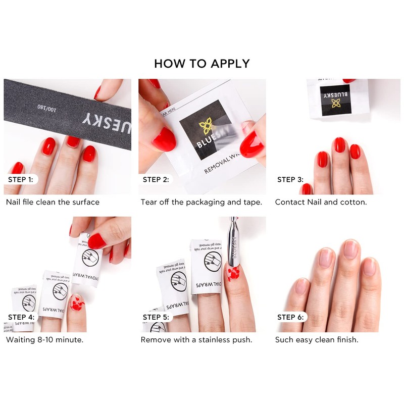 BLUESKY Remover Wraps - Removal Wipes - Professional Acetone Nail