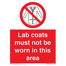 Lab Coats Must Not Be Worn In This Area Sign 75x100mm A7P