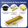 Bernkot Linear Shower Drain 12", Brushed Gold Floor Drain with