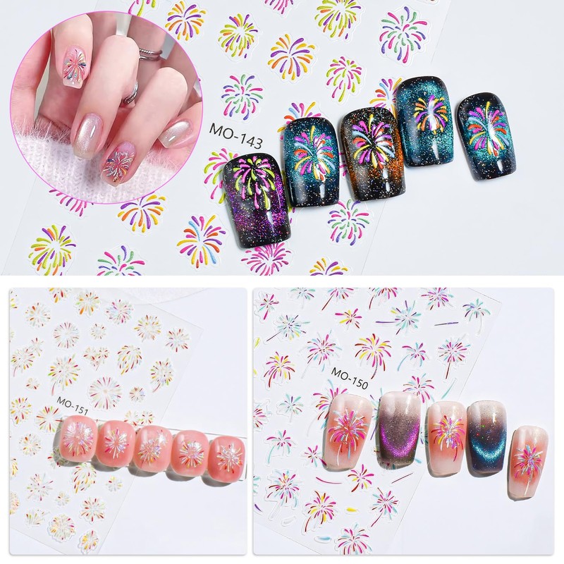 Chisafly Nail Stickers, Fireworks, Summer, Nail Stickers, For Fireworks, Summer