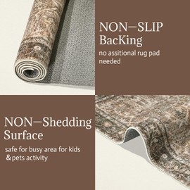 NoiFamo 8x10 Washable Area Rugs Ultral Soft Non-Slip Stain Resistant Vintage Boho Large Carpet for High-Traffic Living Room & Dining Room