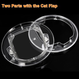 Madezz Cat Flap Door, 4 Way Locking Cat Doors, Small Pet Door with Glass Window for Cats Small Dogs Puppy