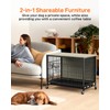 Dog Crate Furniture, 27.2'' Wooden Dog Kennel with Wheels and