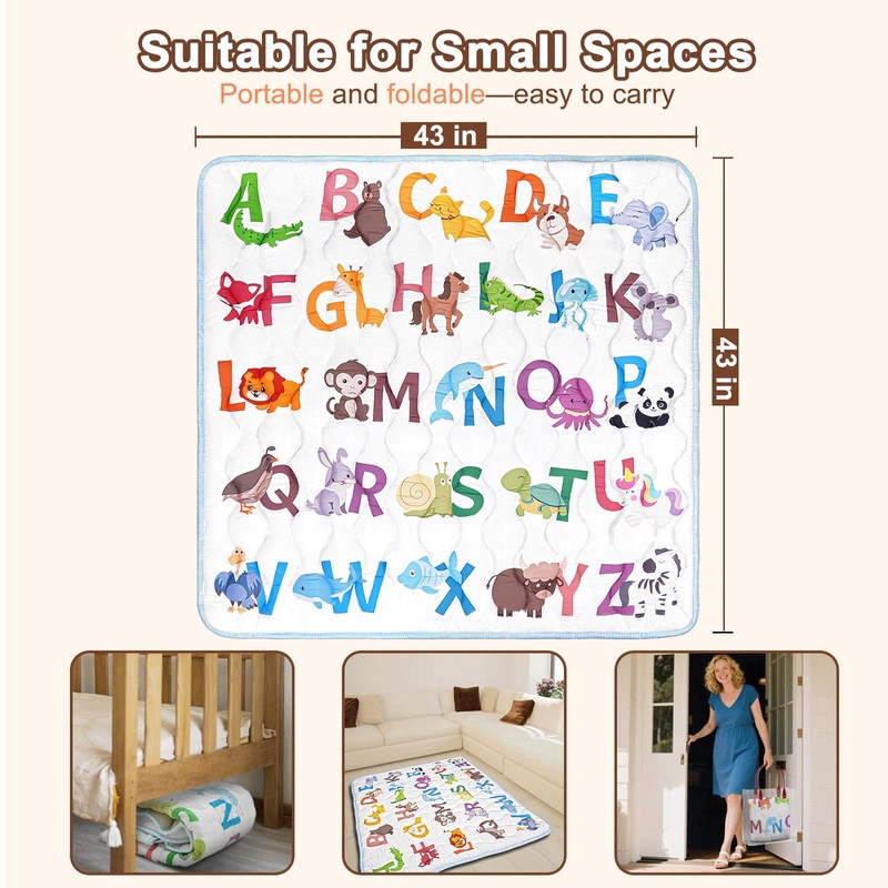 Beavtaens Baby Play Mat, 43x43 Mat with Super Soft Touch,