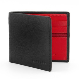 Gryphen Men's RFID Blocking Genuine Leather Wallet (Black/Red)