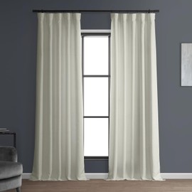 HPD HALF PRICE DRAPES Italian Linen Curtains for Bed Room & Living Room 84 Inches Long Room Darkening Curtains (1 Panel), 50W X 84L, Magnolia Off White