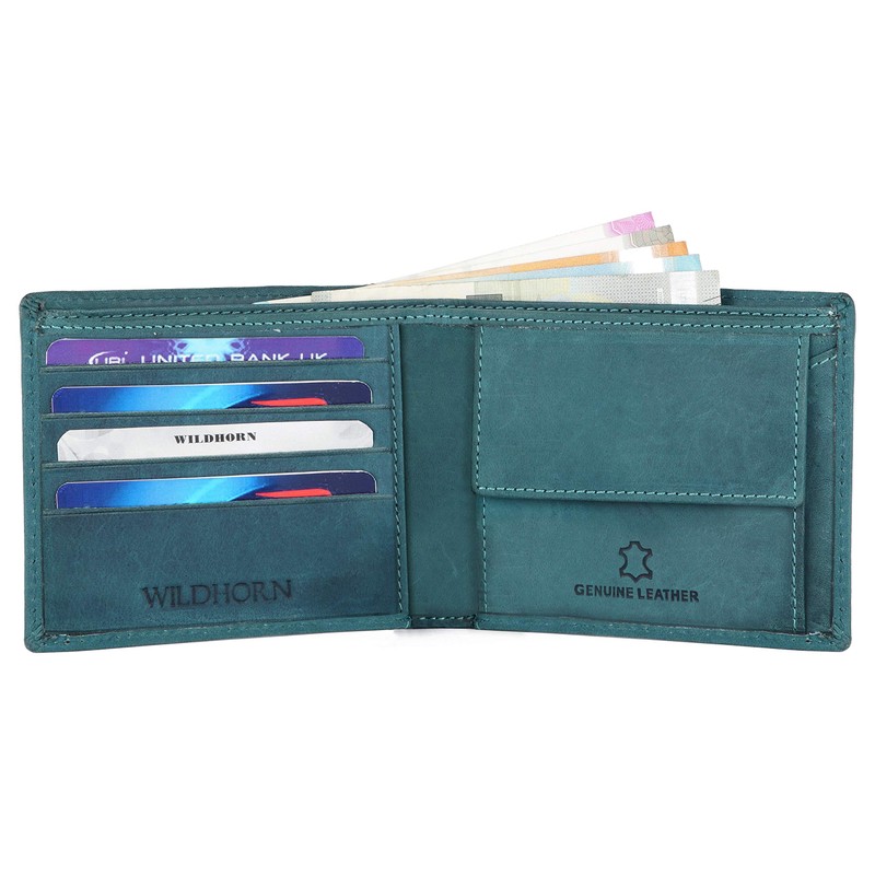 WILDHORN Leather Wallet, Blue Hunter, Classic