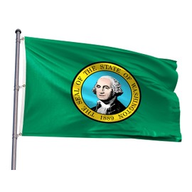 Washington State Extra Large Flag 6x10FT WA Giant Flag Polyester Vivid Color Fade Resistant With 3 Brass Grommets For Washington Themed Festival Events Party Decoration Outdoor(WA, 6x10FT)