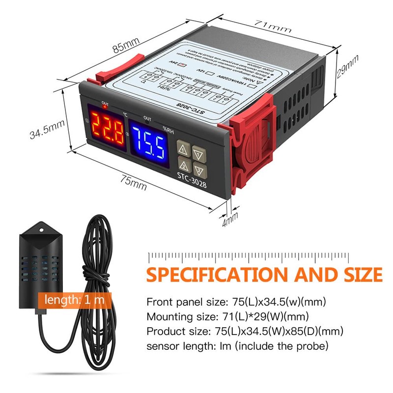 DollaTek Temperature Humidity Controller 220 V 2 Relays STC-3028 with