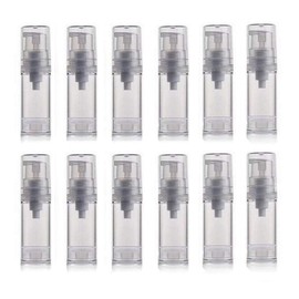 XINGZI 12Pcs 5ml Empty Airless Vacuum Pump Bottle Refillable Plastic Cream Lotion Bottle Travel Sample Bottles for Cosmetic Lotion Containers Sold Empty for Domestic Use