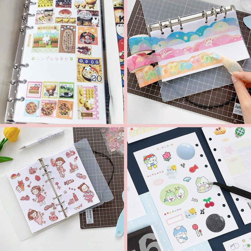 ESJNNK A6 Sticker Sheets, 40-Piece Set, 6-Hole, Double-Sided Peel-Off Paper,