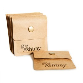 Portable Pocket Ashtray - Smell Proof Kraft Paper Small Popper Wallets w/Sturdy Metal Button, Fireproof Lining, Aluminium Foil, Thermal Foam - Kraft Paper Travel Pouch, Kraft Paper Singles/5/10 Pack