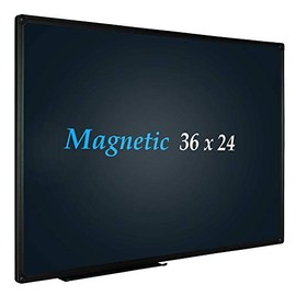 JILoffice Magnetic Black Chalkboard / Black Board 36 x 24 Inch, Black Aluminum Frame Board with Marker Tray for Office Home and School, Best Choice for Note and Art