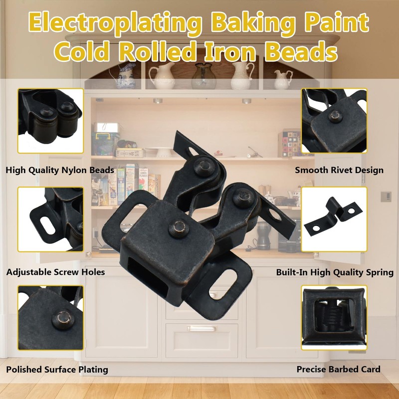 UBANU 8Pcs Cabinet Latches, Zinc Aolly Double Roller Catch Hardware