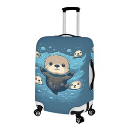 TODIYADDU Cute Sea Otter Luggage Protective Cover Trendy Travel Suitcase Cover Elastic Dust Cases for 18 to 32 Inches Practical Travel Accessories Luggage Dust Cover Nice Gifts, S