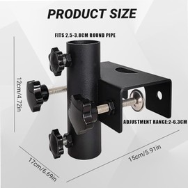 Taicols Parasol Holder Balcony Railing, Parasol Holder Square Clampable, Adjustable Balcony Umbrella Holder, Clamping Range 20 mm - 63 mm, Parasol Holder Attachment for Umbrella Tube Diameter 25 ~ 38